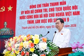 El presidente de la Asamblea Nacional (Parlamento) de Vietnam, Tran Thanh Man, pronuncia un discuso en el evento. (Fuente: VNA)
