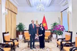 La viceministra de Relaciones Exteriores de Vietnam Le Thi Thu Hang y el embajador de Armenia en Vietnam, Suren Baghdasaryan. (Fuente: Ministerio de Relaciones Exteriores de Vietnam)