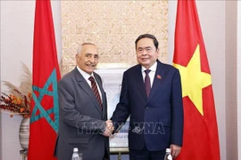 El presidente del Parlamento de Vietnam, Tran Thanh Man y el presidente de la Asociación de Amistad Marruecos-Vietnam, Mustapha El Ktiri. (Fuente: VNA)
