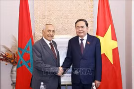 El presidente del Parlamento de Vietnam, Tran Thanh Man y el presidente de la Asociación de Amistad Marruecos-Vietnam, Mustapha El Ktiri. (Fuente: VNA)