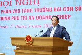 El primer ministro de Vietnam, Pham Minh Chinh, pronuncia un discurso en el evento (Fuente: VNA)