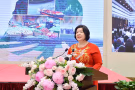 La presidenta de la Alianza de Cooperativas de Vietnam, pronuncia su discurso de inauguración (Foto: VNBUSINESS)