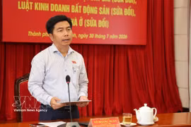 Vo Hoang Ngan, jefe adjunto de la Delegación de la Asamblea Nacional de Ciudad Ho Chi Minh, preside la conferencia. (Foto: VNA)