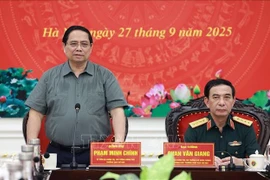 El primer ministro Pham Minh Chinh habla en la reunión (Fuente: VNA)