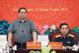 El primer ministro Pham Minh Chinh habla en la reunión (Fuente: VNA)