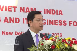 Nguyen Thanh Hai, embajador de Vietnam en la India, pronuncia un discurso en el evento (Fuente: VNA)