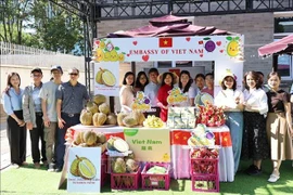 El stand de durían de la embajada vietnamita en China. (Fuente: VNA)