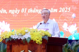 El viceprimer ministro permanente de Vietnam, Nguyen Hoa Binh, pronuncia un discurso en la ceremonia. (Fuente: VNA)