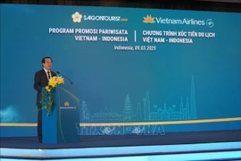 Ha Van Sieu, subdirector de la Autoridad Nacional de Turismo de Vietnam (VNAT), habla en el evento (Fuente: VNA)