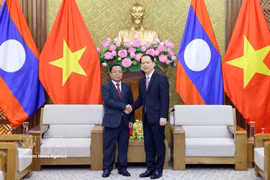El ministro de Justicia de Vietnam, Hoang Thanh Tung y Khamphan Phommathat, viceprimer ministro y titular de Justicia de Laos. (Fuente: VNA)
