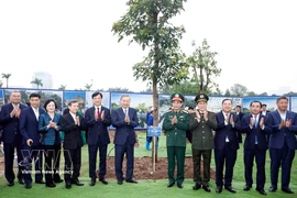 El secretario general del Partido Comunista de Vietnam (PCV), To Lam y los delegados en la ceremonia de lanzamiento del movimiento de plantación de árboles. (Fuente: VNA) 