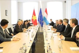 El viceprimer ministro permanente de Vietnam, Nguyen Hoa Binh, trabaja con el ministerio de Finanzas de Luxemburgo. (Fuente: VNA)