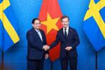 El primer ministro vietnamita, Pham Minh Chinh, y su homólogo sueco, Ulf Kristersson (Fuente: VNA)