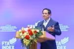 El primer ministro de Vietnam, Pham Minh Chinh, asiste a una ceremonia para anunciar el Índice de evaluación de los resultados de la implementación de Tratados de Libre Comercio (TLC) de las localidades en 2024 (Fuente: VNA)