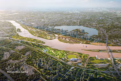 Vista en perspectiva del proyecto del Gran Bulevar Paisajístico del Río Rojo. (Foto: VNA)