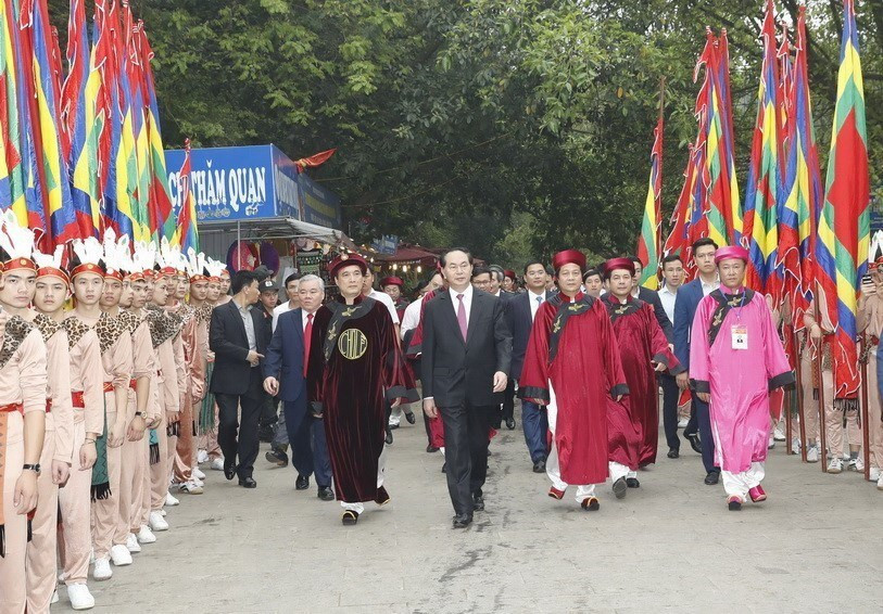 El presidente de Vietnam, Tran Dai Quang, en el Festival dedicado a los reyes Hung, en abril de 2017 (Fuente: VNA)