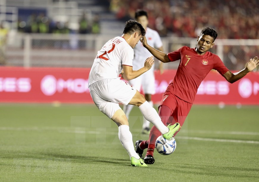 A pesar de las presiones que sufrieron en los últimos minutos del partido, los discípulos del entrenador surcoreano Park Hang- seo se mantuvieron firmes en defensa y despejaron todos los ataques del rival (Fuente: VNA)