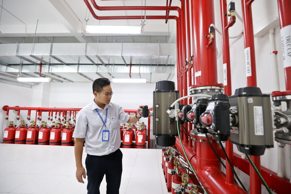 IDC VNPT cuenta con un moderno sistema de protección contra incendios. (Foto: VNA)