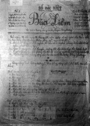 Número 5 del periódico Martillo, órgano central del Partido Comunista Indochino, publicado el 11 de diciembre de 1929. (Foto: Archivo de VNA)