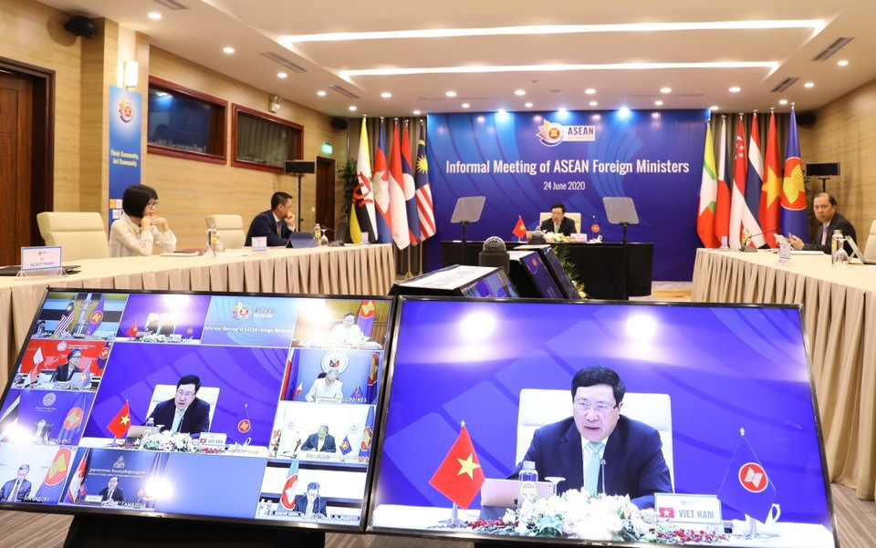 Panorama de la Reunión informal de Ministros de Relaciones Exteriores de la ASEAN en el Centro Internacional de Convenciones, en Hanoi (Foto: VNA)