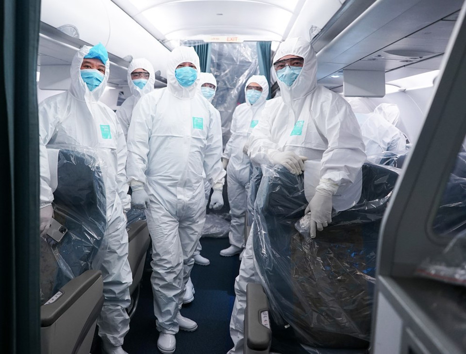 El vuelo de Vietnam Airlines se realizó con estrictos normas sanitarias para evitar el contagio del COVID-19 (Foto: Vietnam Airlines)