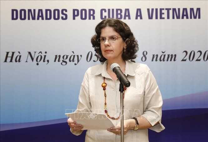 La entrega de productos farmacéuticos contribuye a afirmar el deseo de Cuba de impulsar la cooperación con Vietnam, expresa la embajadora cubana en Vietnam, Lianys Torres Rivera. (Foto: VNA)