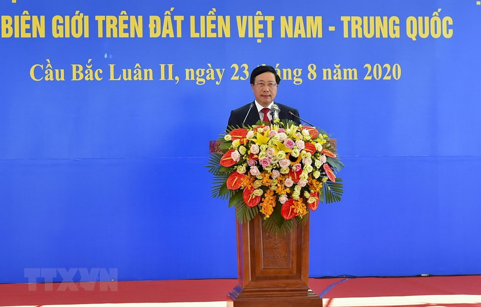El viceprimer ministro y canciller Pham Binh Minh intervino en la ceremonia. (Foto: VNA)