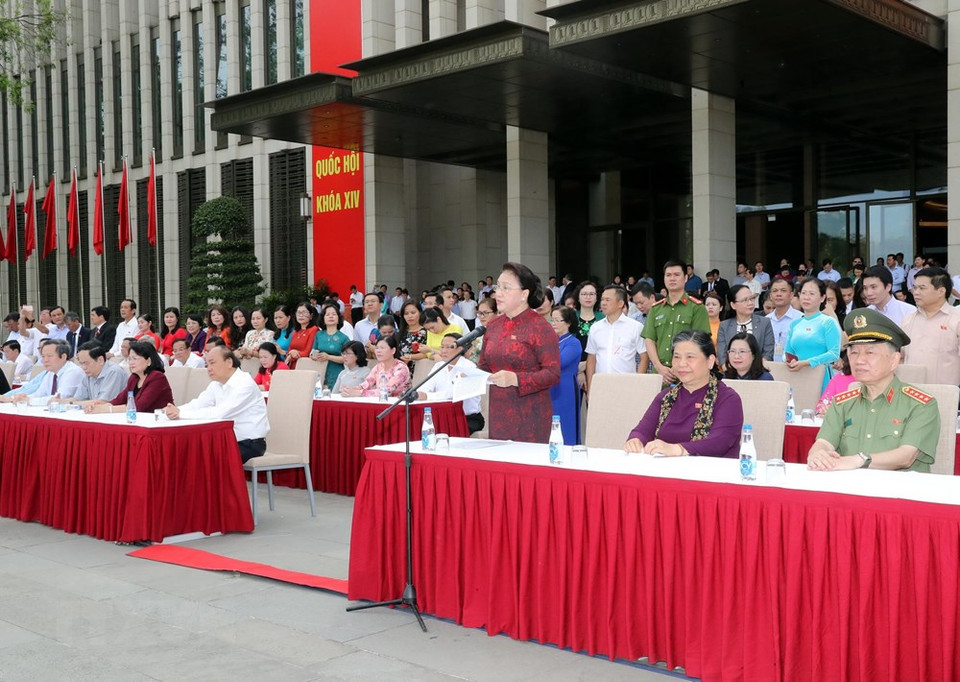 La presidenta de la Asamblea Nacional, Nguyen Thi Kim Ngan, intervino en la ceremonia (Foto: Vietnam +)