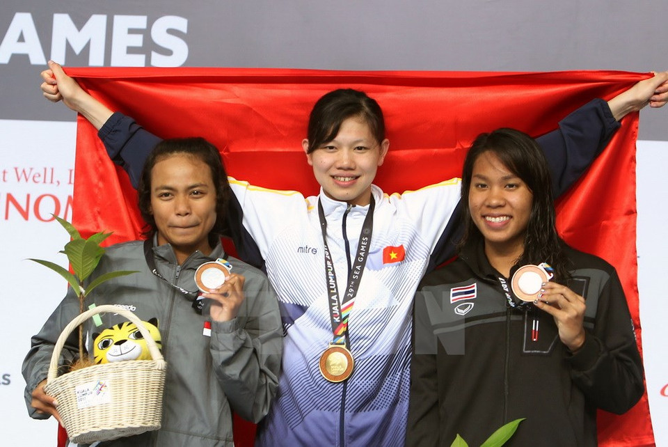 Anh Vien y su primer oro en los SEA Games 29, logrado en el evento de 100 metros de espada (Fuente: VNA)
