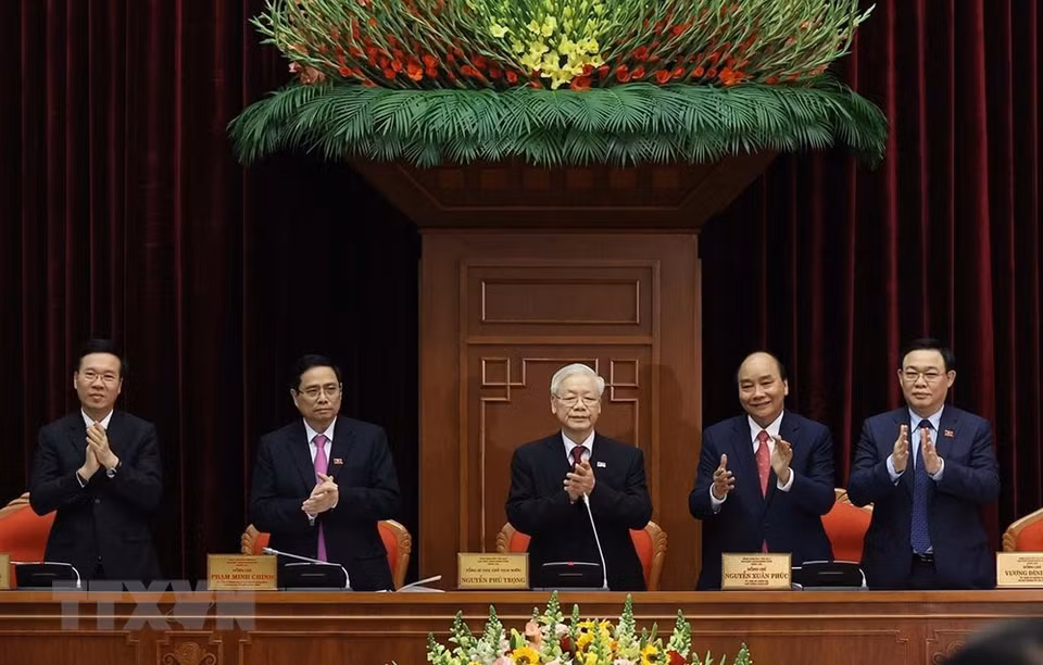 Nguyen Phu Trong interviene en la reunión. (Foto: VNA)