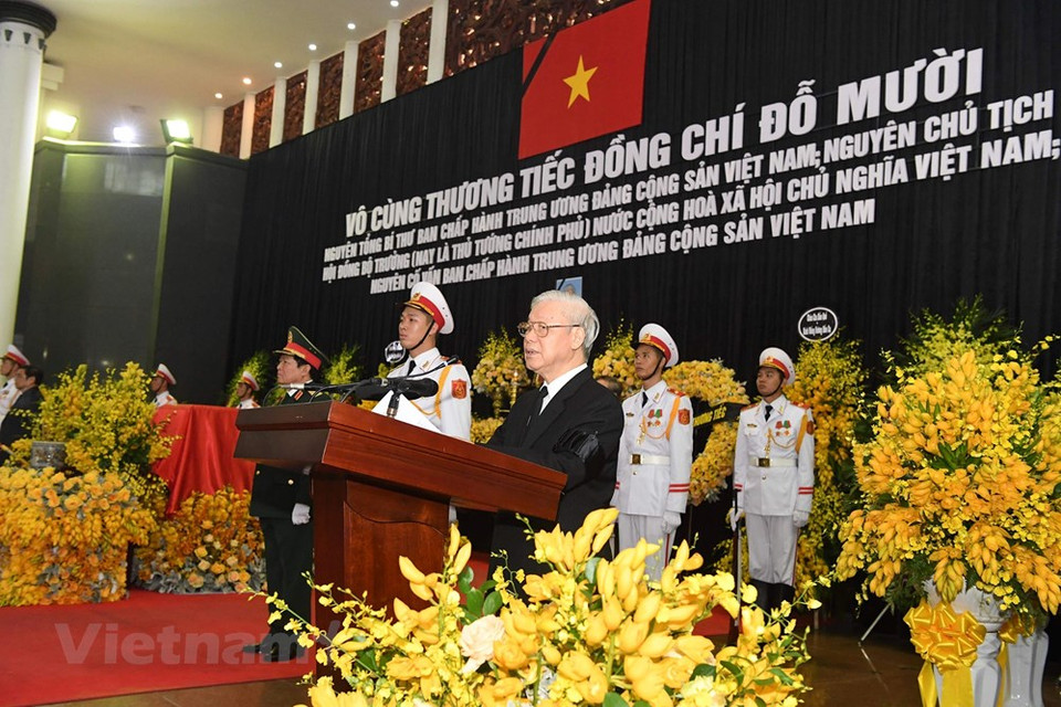 El secretario general del PCV, Nguyen Phu Trong, leyó oraciones fúnebres (Fuente:VNA)