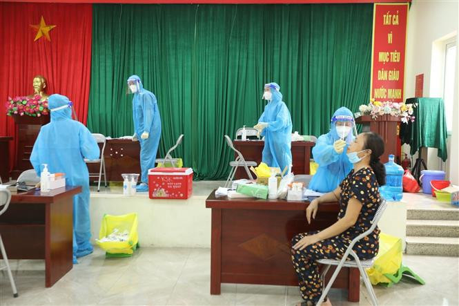 Punto de muestreo en la comuna de Ngu Hiep (Foto: VNA)