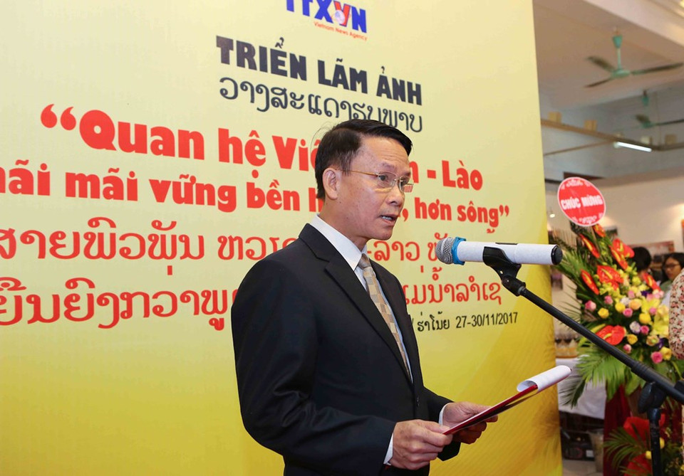 El director general de la Agencia Vietnamita de Noticias, Nguyen Duc Loi, pronunció un discurso en el acto inaugural (Fuente: VNA)