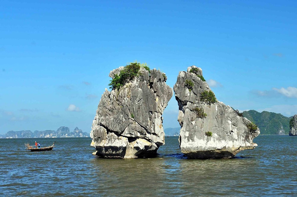 Hon Ga Choi, alias Hon Trong Mai (Islas de Gallo y Gallina), al suroeste de la Bahía de Ha Long, se ha convertido en uno de los iconos de la bahía en particular y del turismo de Vietnam en general. (Fuente: VNA) 