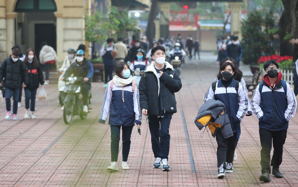 El primer día de clases de los estudiantes después de las vacaciones del Tet. (Foto: VNA)