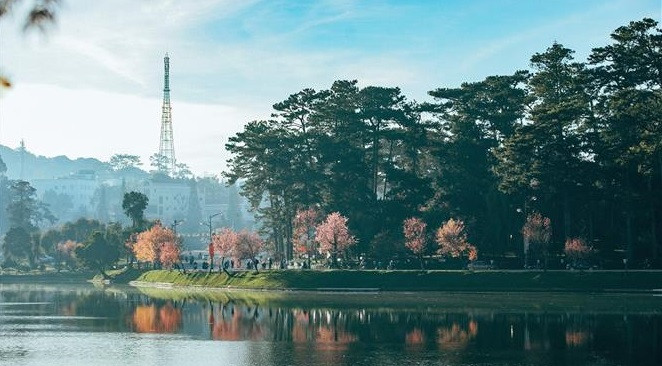 Lago Xuan Huong, el corazón de Da Lat, es un paisaje famoso que atrae a turistas nacionales y extranjeros por su belleza suave y romántica. (Foto: VNA)