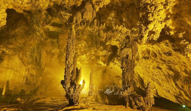 La cueva de Nguom Ngao cuenta con numerosas estalactitas y estalagmitas con diversas formas, por lo que se convierte en una de las famosas y hermosas cuevas de Vietnam. (Foto: VNA)