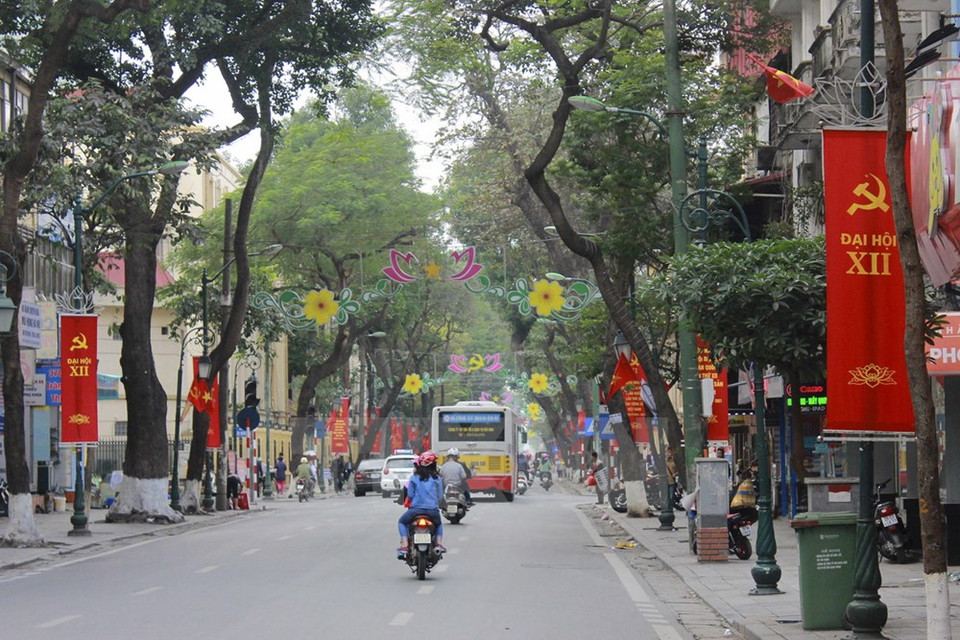 Calle Trang Thi, en el centro de Hanoi (Fuente: VNA)