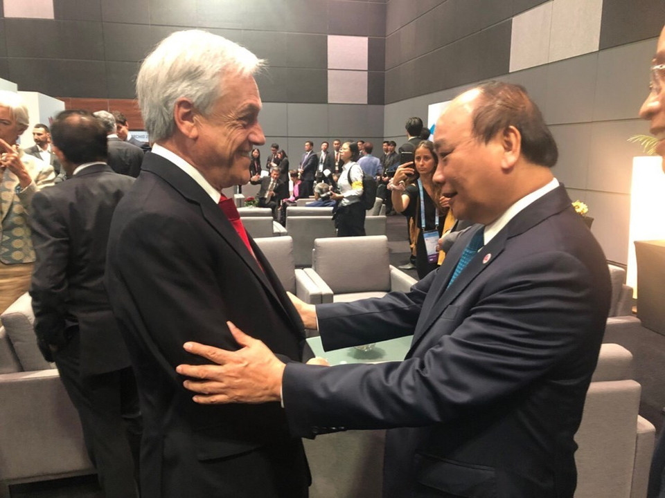 El primer ministro Nguyen Xuan Phuc y el presidente de Chile Sebastián Piñera (Fuente: VNA)