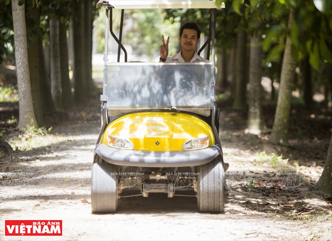 Los automóviles eléctricos están disponibles para que los turistas viajen dentro del complejo. (Fuente: VNA)