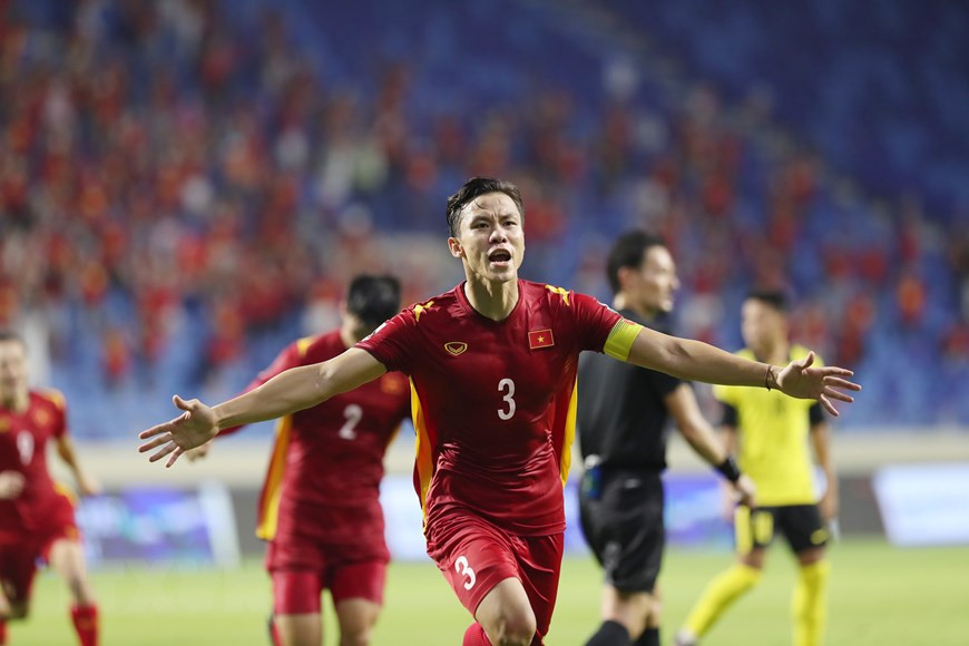 Con el triunfo ante Malasia, Vietnam asegura el liderato de la tabla G con 17 puntos tras sietes partidos invictos. (Foto: VNA)