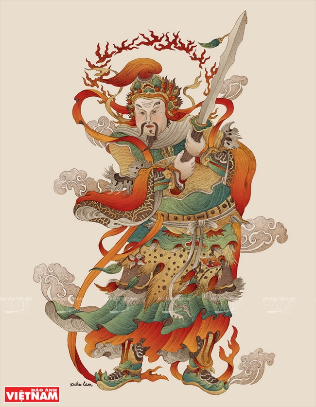 Pintura folclórica de HangTrong del pintor Nguyen Xuan Lam.(Fuente: VNA)