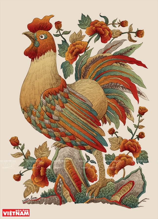 Gallo y rosas.(Fuente: VNA)