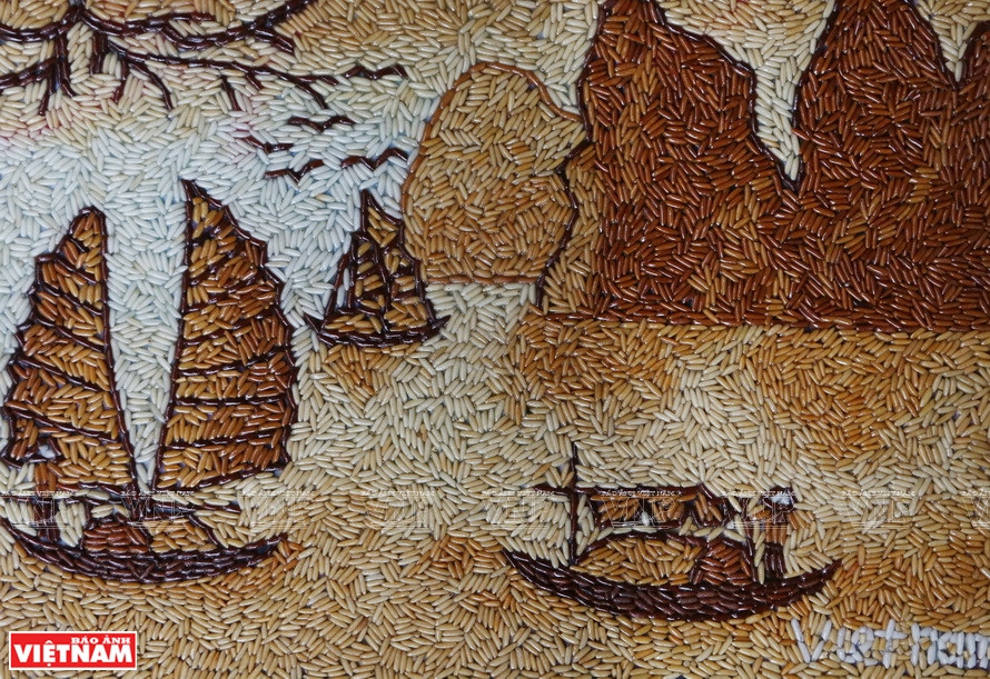 Pinturas de arroz con temas patrios, del país y el pueblo de Vietnam. (Foto: Revista Vietnam)