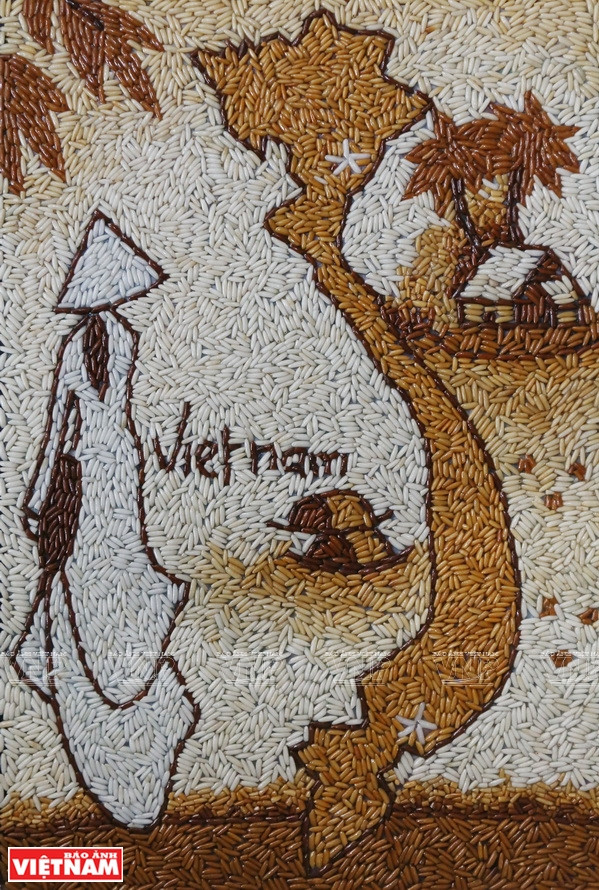Pinturas de arroz con temas patrios, del país y el pueblo de Vietnam. (Foto: Revista Vietnam)