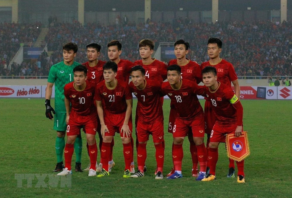 Los once de la selección vietnamita que participaron en el partido con Tailandia. (Fuente: VNA)