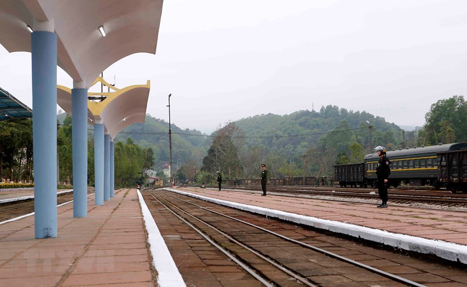 Terminal Dong Dang en víspera de la llegada del líder norcoreano, Kim Jong-un. (Foto: VNA)