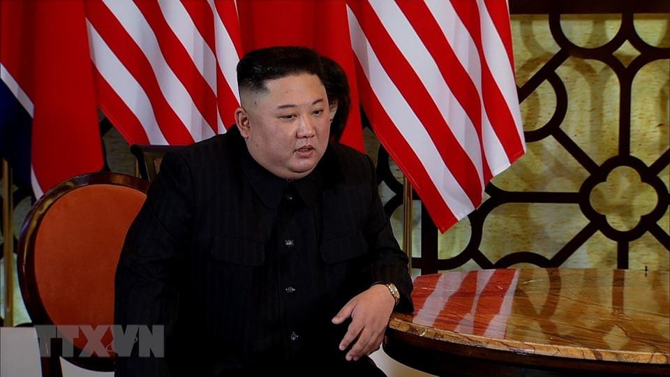 Presidente norcoreano, Kim Jong-un, en la reunión privada. (Foto: VNA)