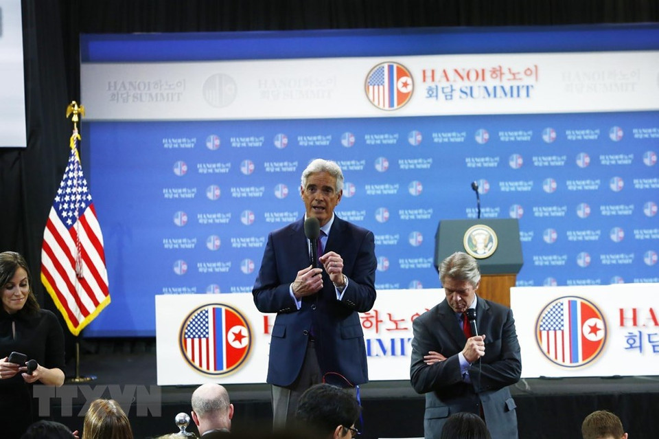 La escena antes de la conferencia de prensa. (Foto: VNA)