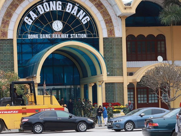 Terminal Dong Dang en víspera de la llegada del líder norcoreano, Kim Jong-un. (Foto: VNA)